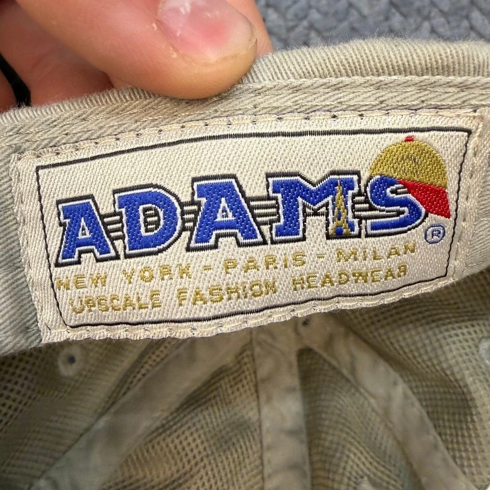 Adams Tan Khaki Cotton Strapback Hat Cross Embroidered Baseball Cap LP101